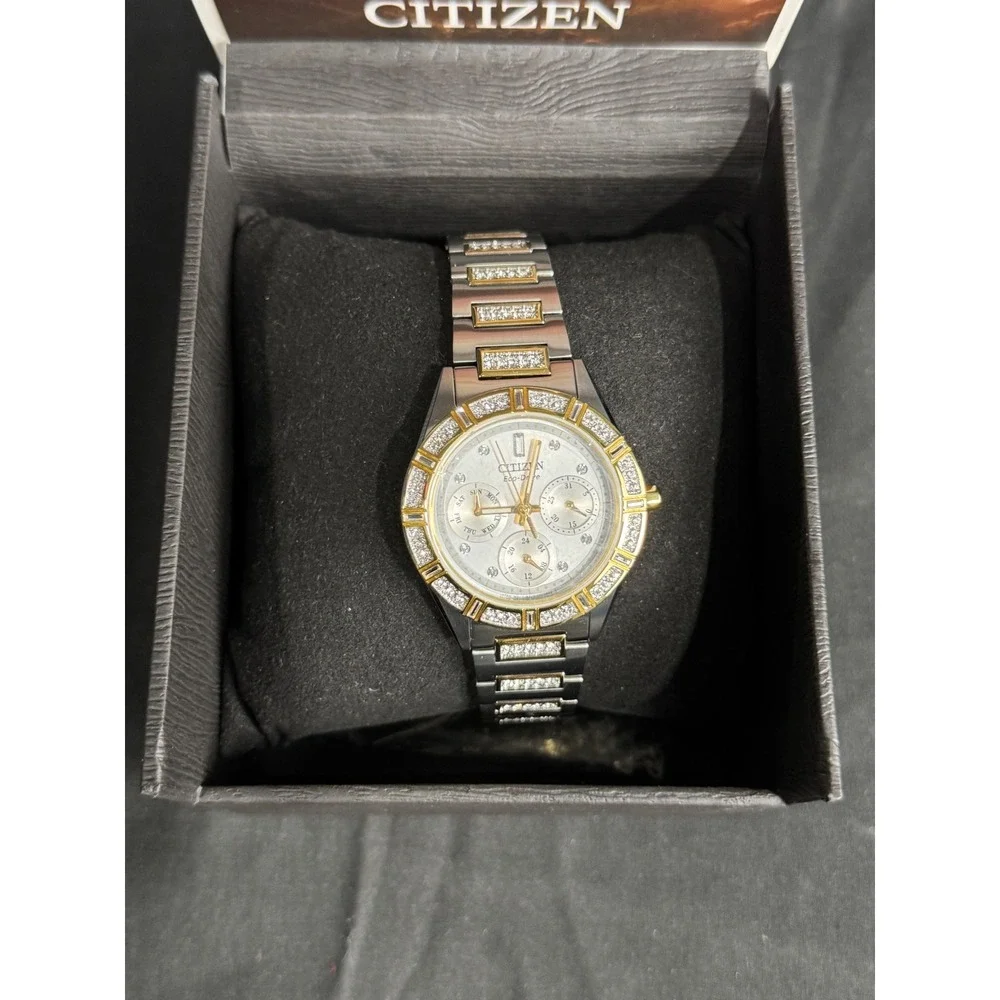 Citizen Eco Drive Crystal Two Tone Stainless Steel Ladies Watch